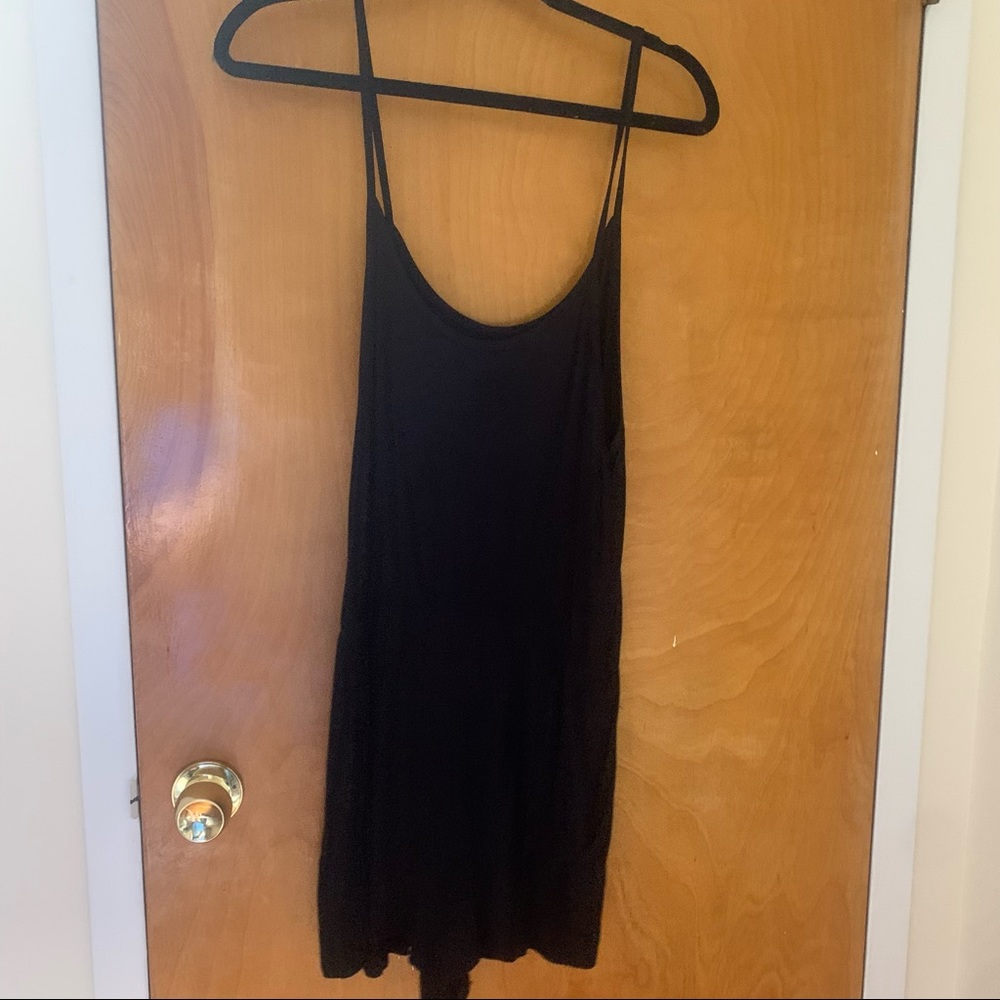 Black cotton romper with pockets